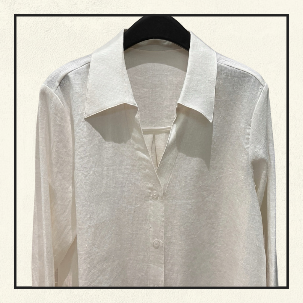 LACE TRIM LINEN SHIRT