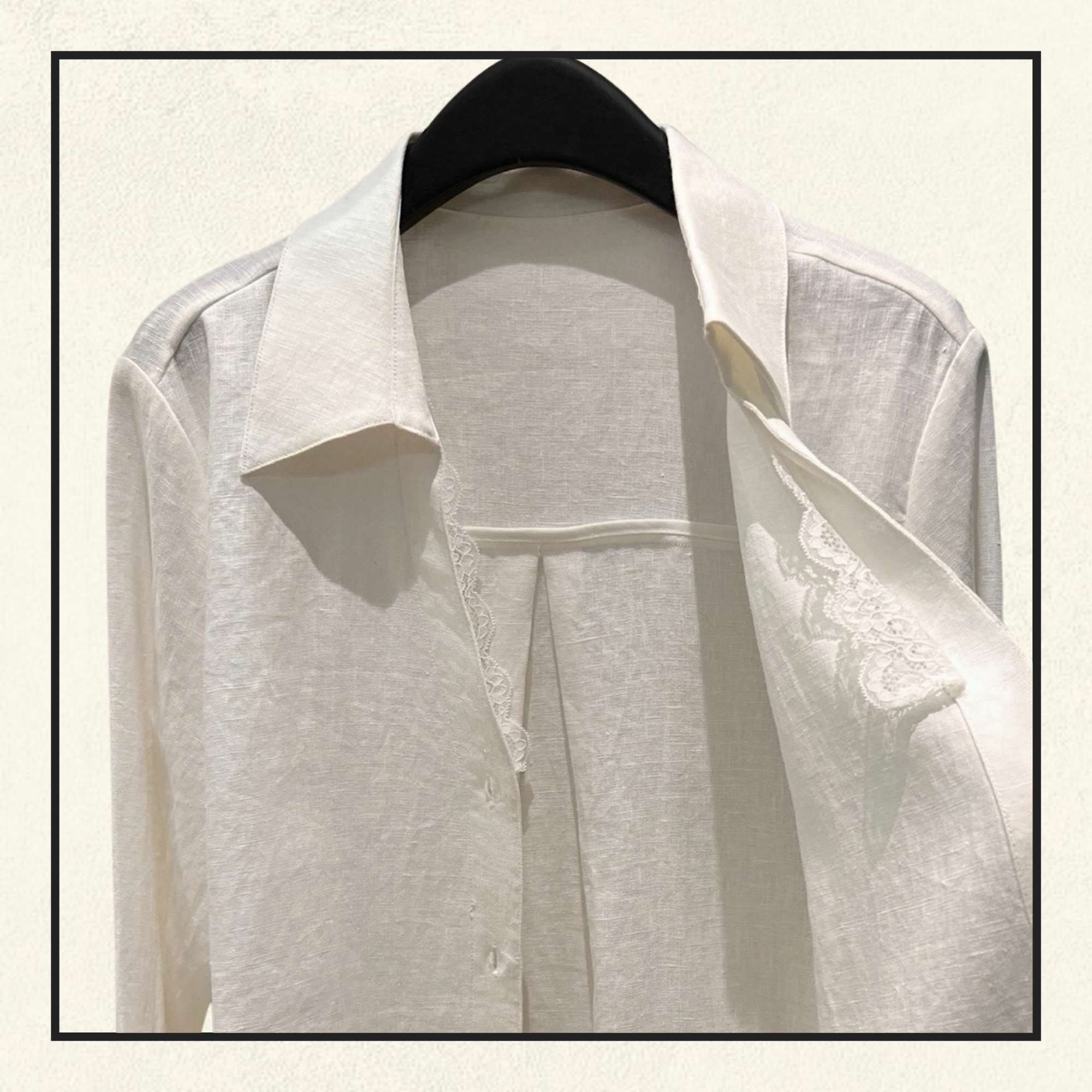 LACE TRIM LINEN SHIRT