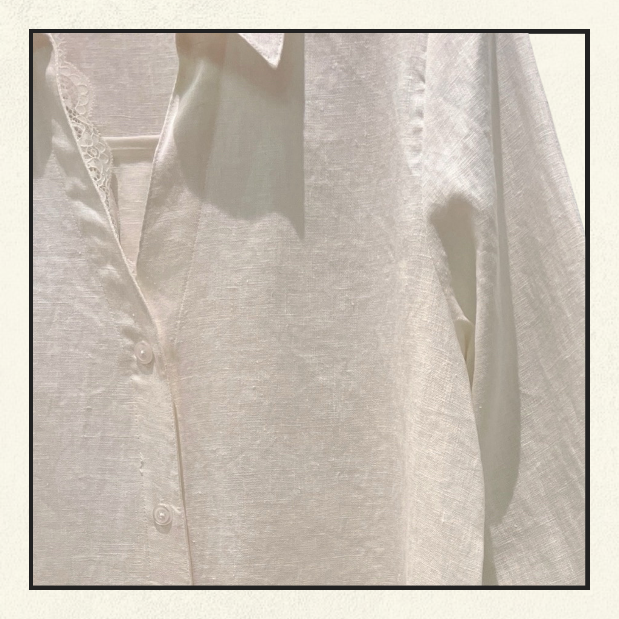 LACE TRIM LINEN SHIRT