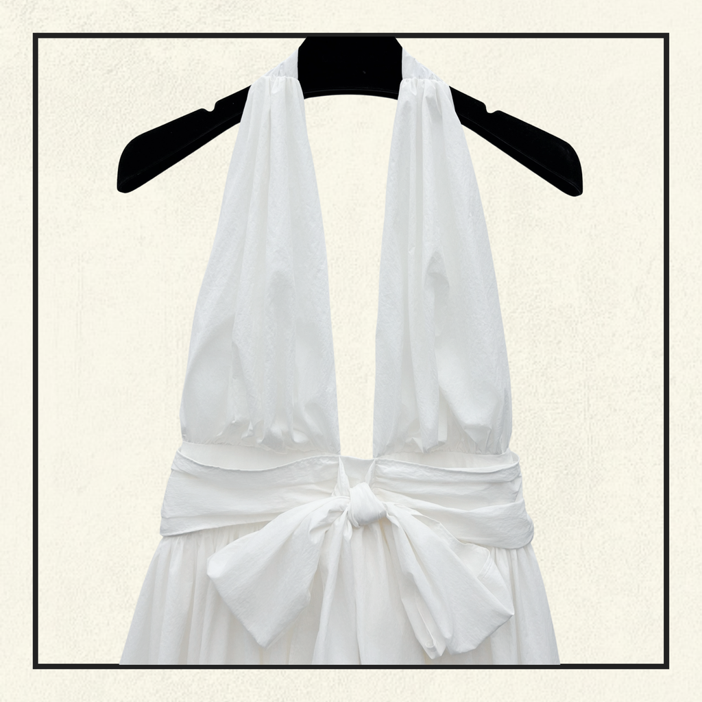 RIBBON HALTER MINI DRESS
