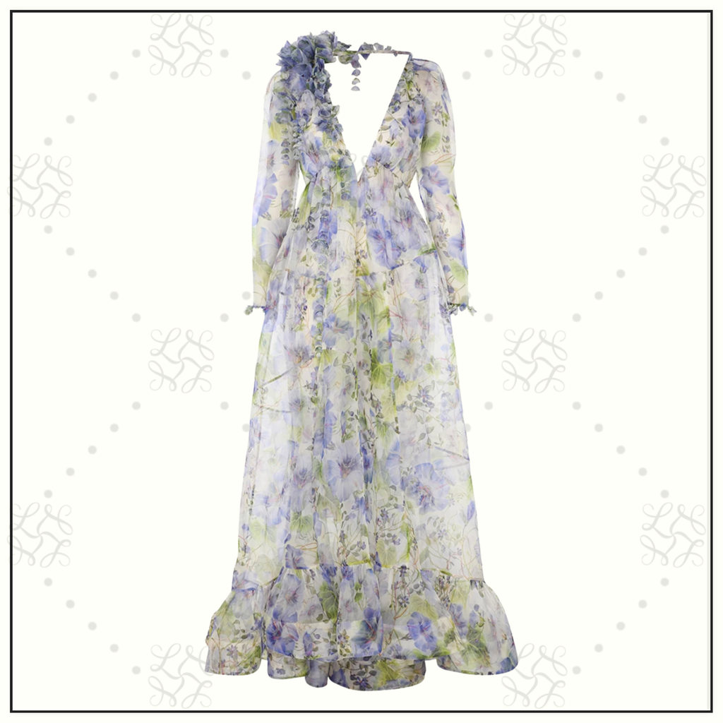 NATURA V NECK SILK GOWN