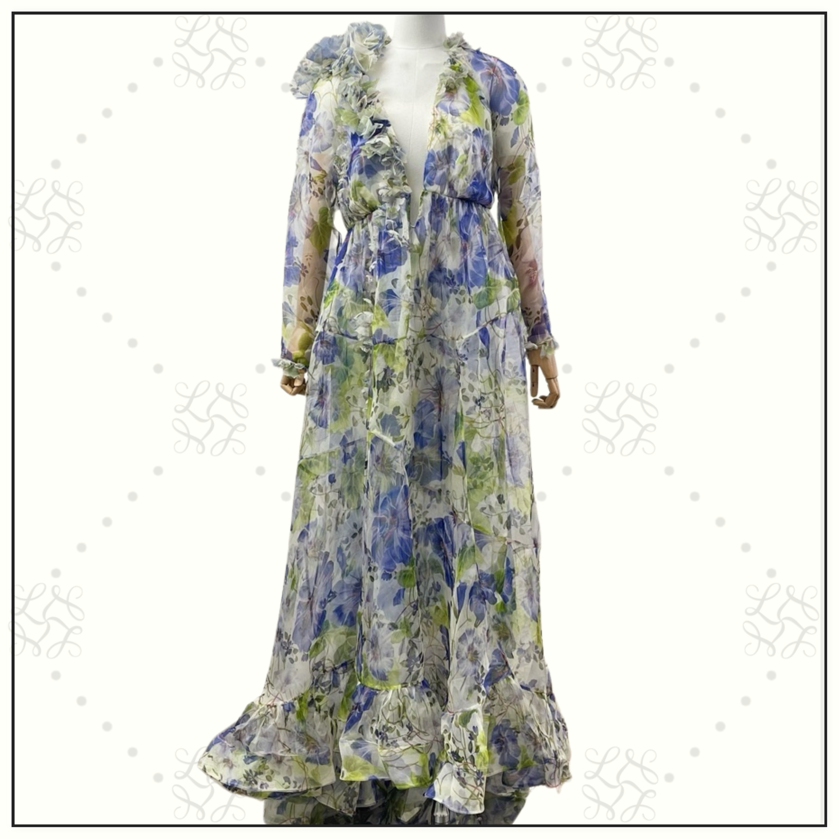 NATURA V NECK SILK GOWN