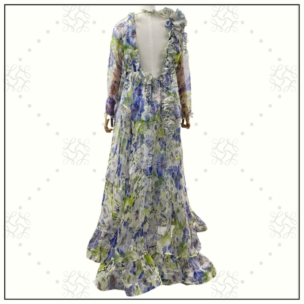 NATURA V NECK SILK GOWN