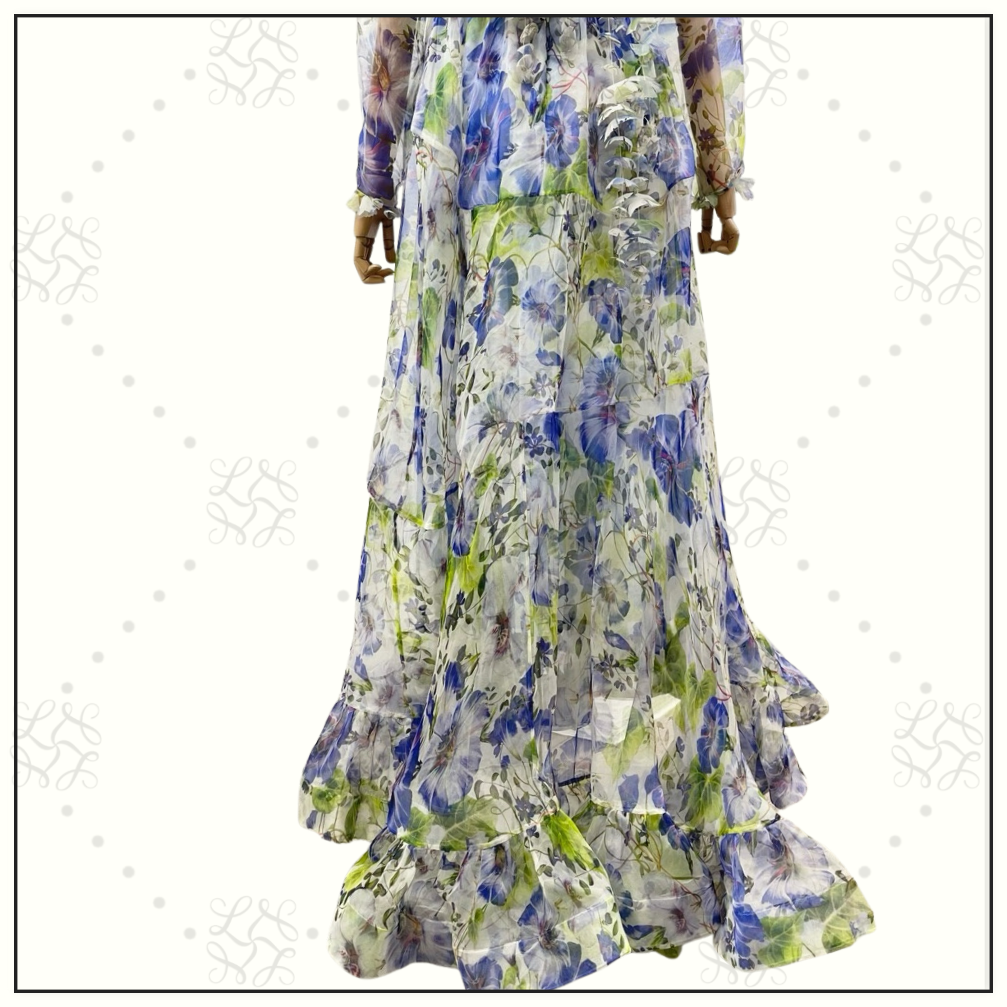 NATURA V NECK SILK GOWN