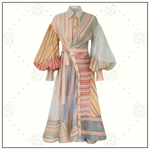 REBELLION STRIPED MIDI DRESS