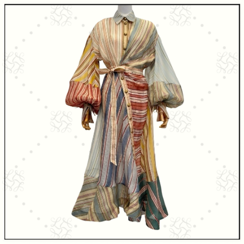 REBELLION STRIPED MIDI DRESS