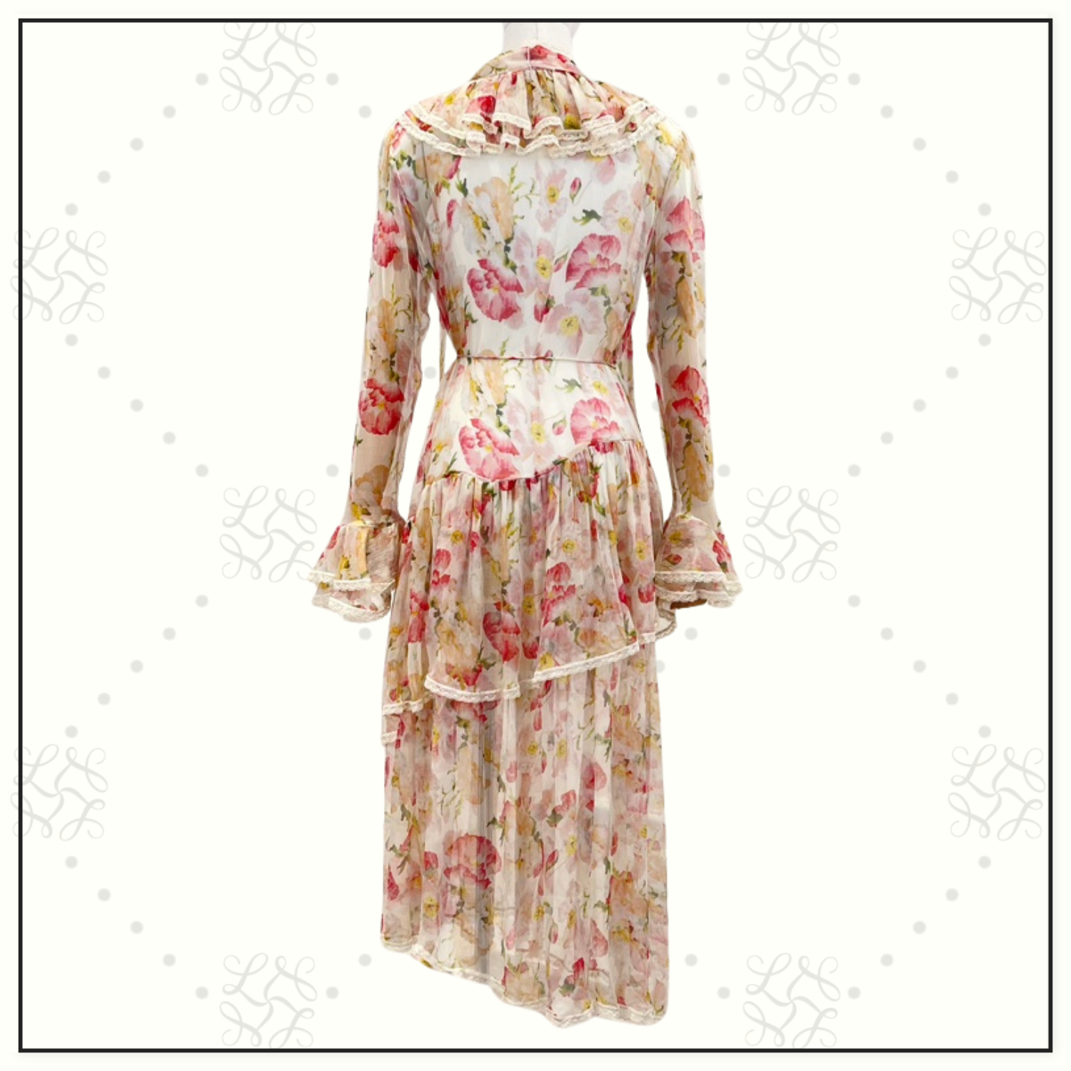 COASTER TIERED SILK CHIFFON MIDI DRESS