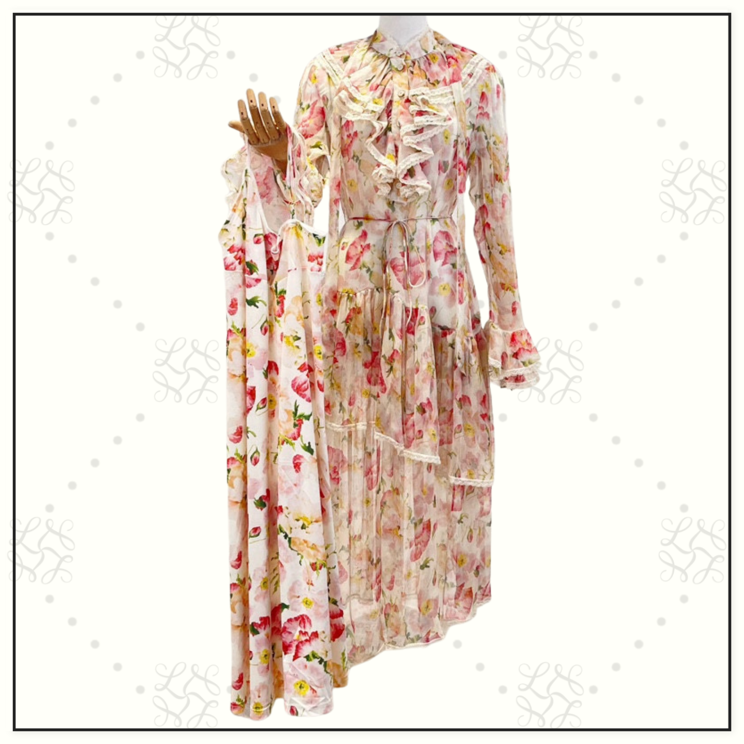 COASTER TIERED SILK CHIFFON MIDI DRESS