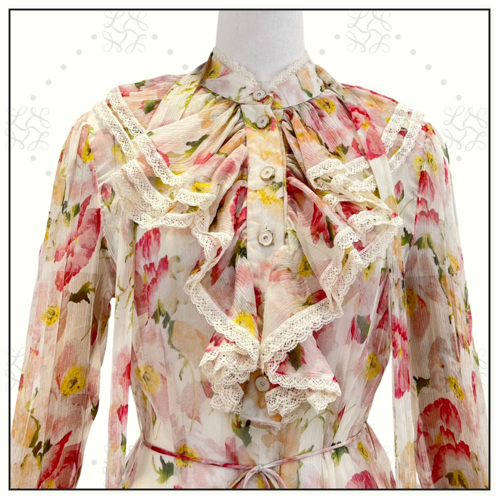 COASTER TIERED SILK CHIFFON MIDI DRESS