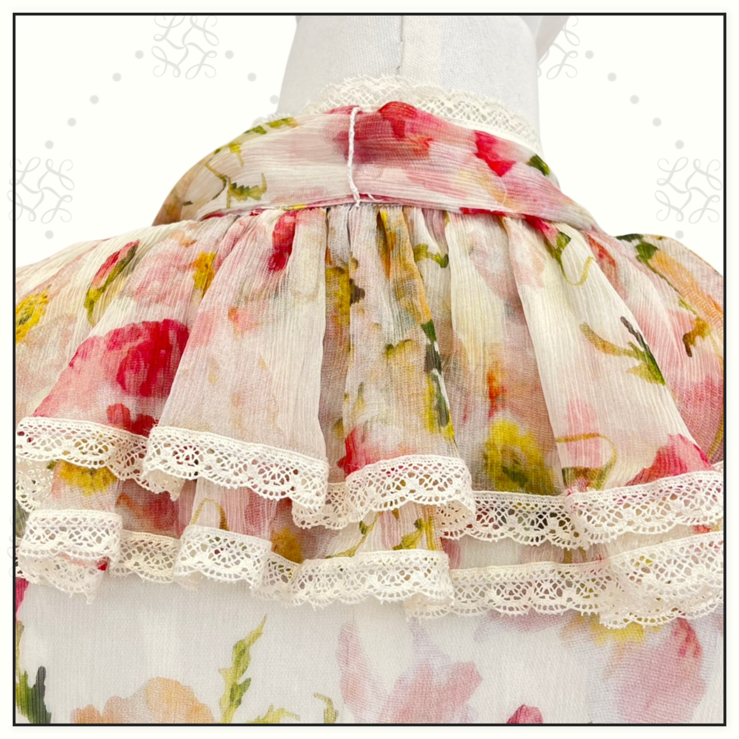 COASTER TIERED SILK CHIFFON MIDI DRESS