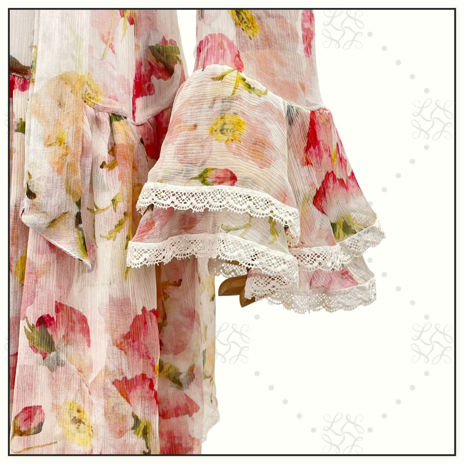 COASTER TIERED SILK CHIFFON MIDI DRESS