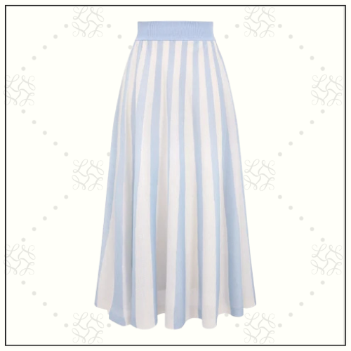 LUCKY CONTRAST STRIPE TOP & MIDI SKIRT