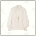 REBELLION LACE TRIMED SILK & LINEN BLOUSE