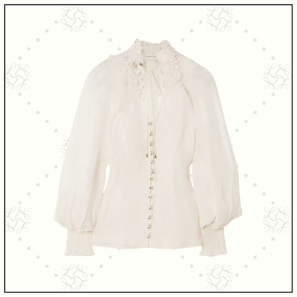 REBELLION LACE TRIMED SILK & LINEN BLOUSE