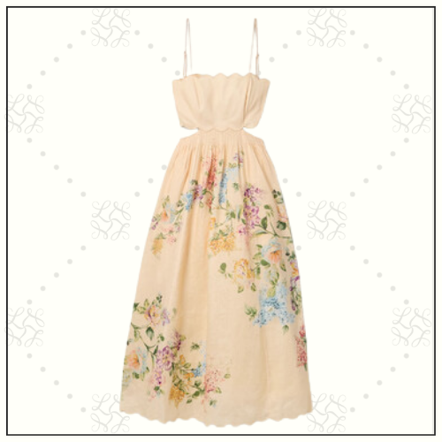 HALLIDAY SCALLOP NECK MIDI DRESS