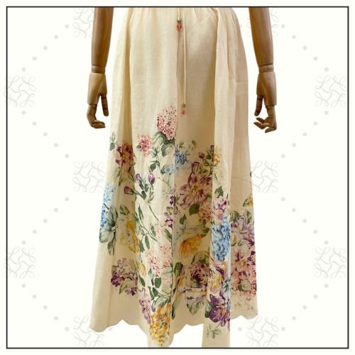 HALLIDAY SCALLOP NECK MIDI DRESS