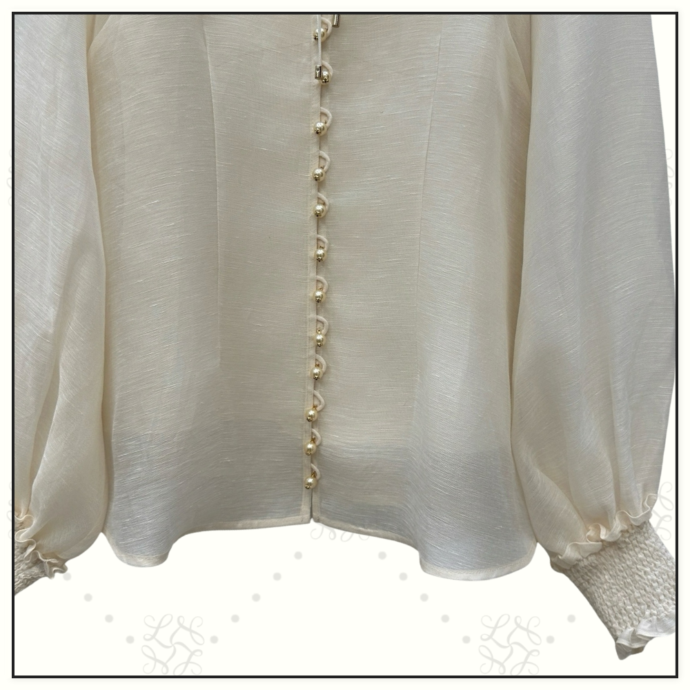 REBELLION LACE TRIMED SILK & LINEN BLOUSE
