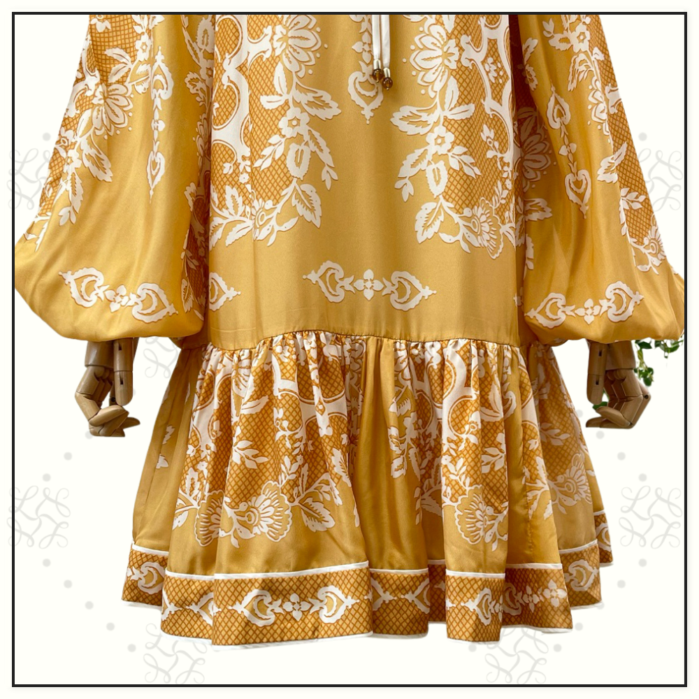 RAIE TIERED BILLOW SILK MINI DRESS