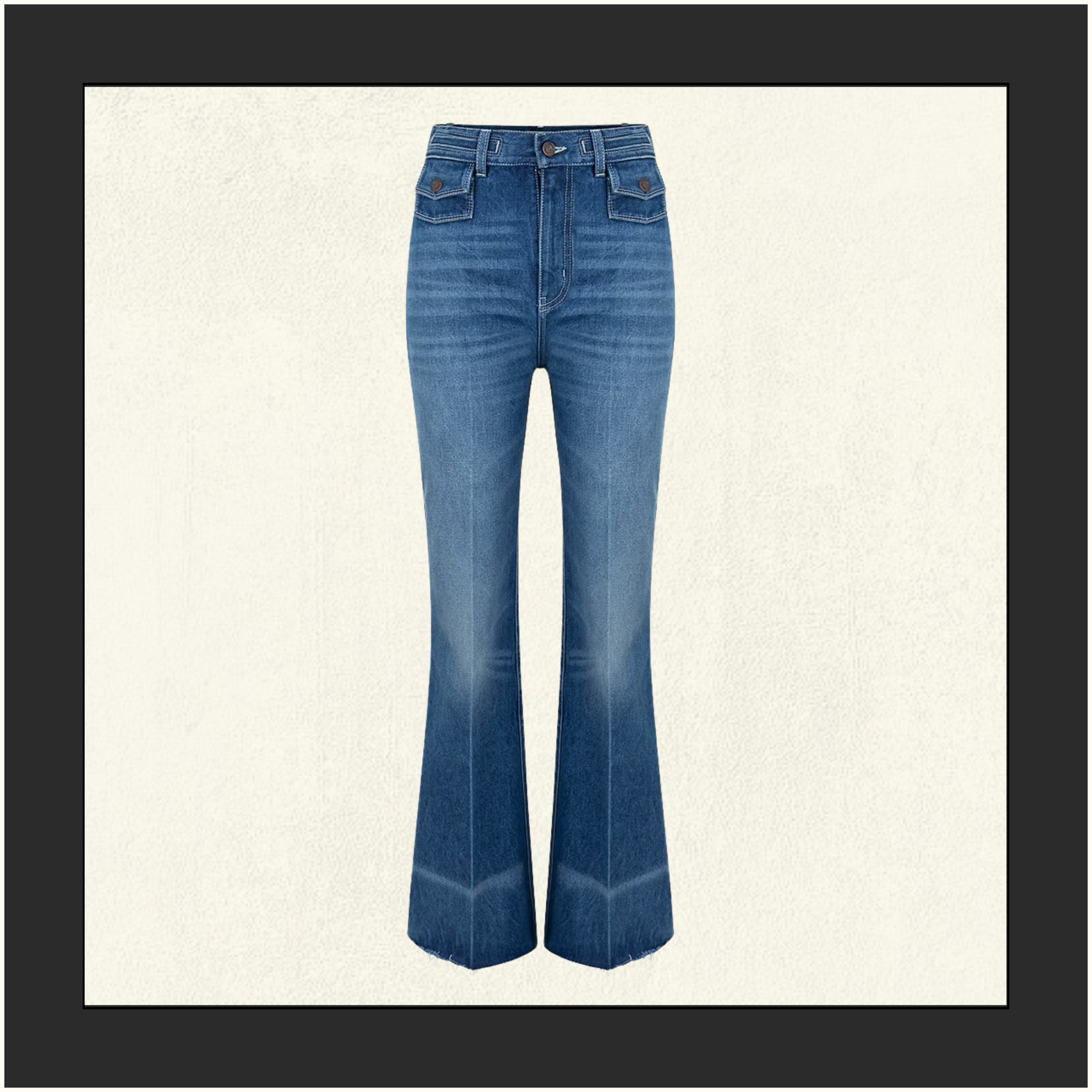 FRAYED FLARED HIGH RISE JEANS
