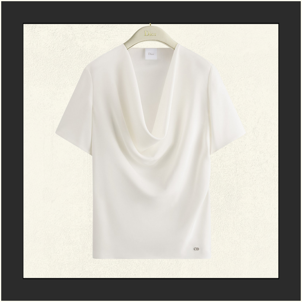 DRAPED ECRU SILK BLOUSE