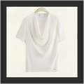 DRAPED ECRU SILK BLOUSE