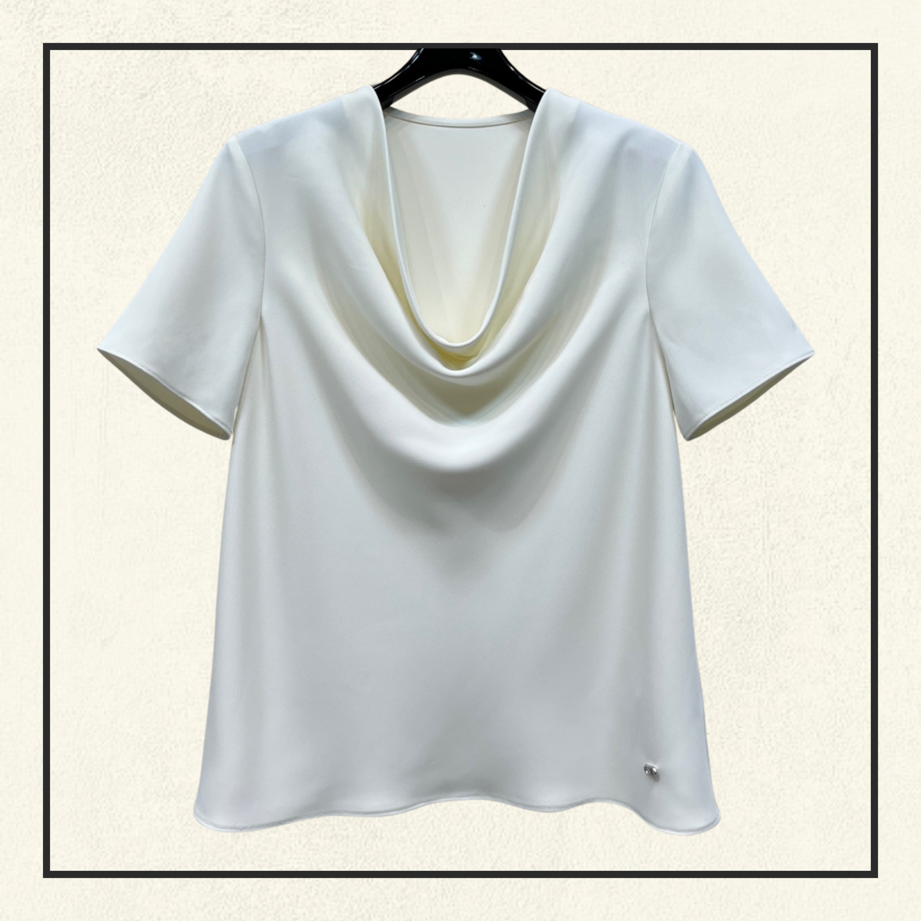 DRAPED ECRU SILK BLOUSE