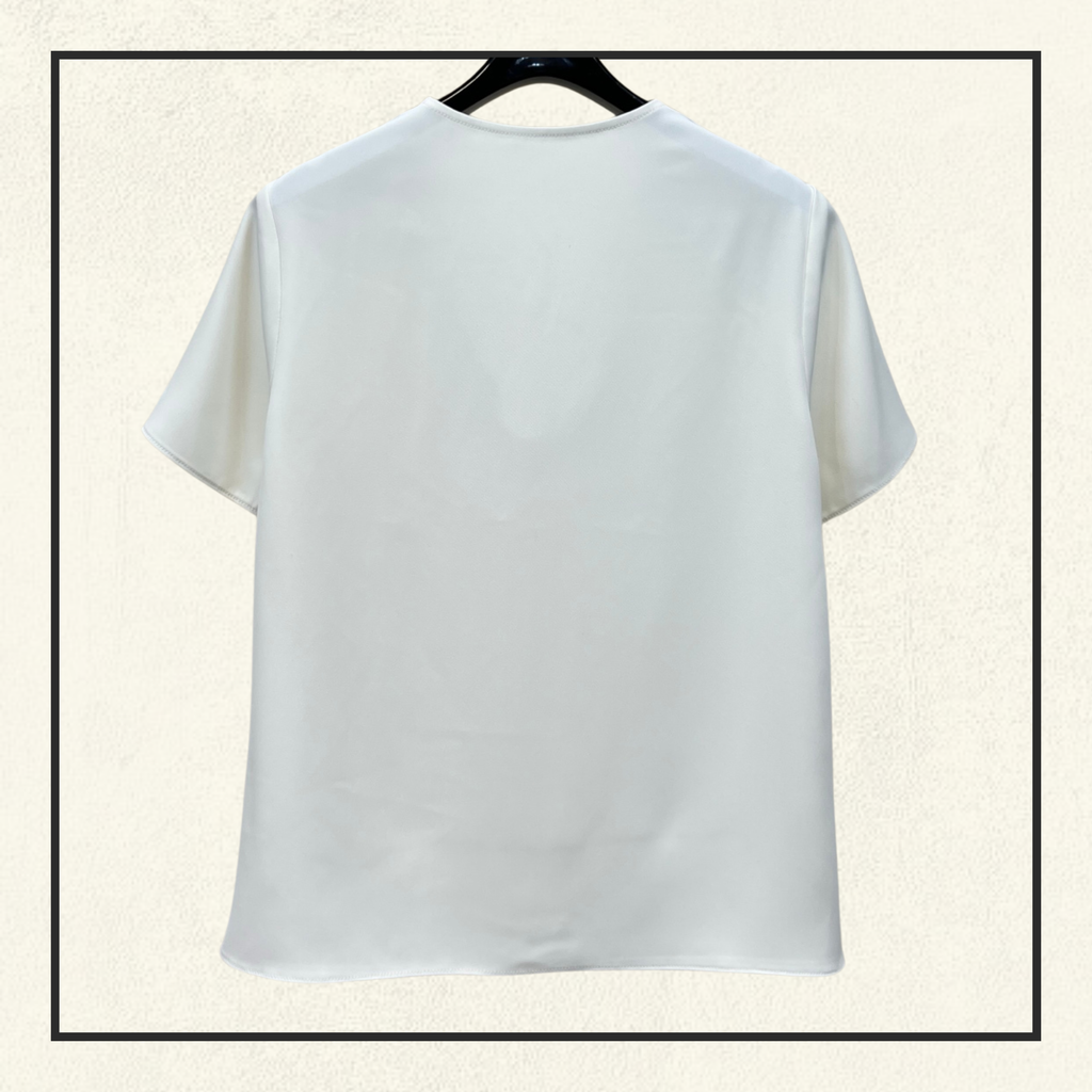 DRAPED ECRU SILK BLOUSE