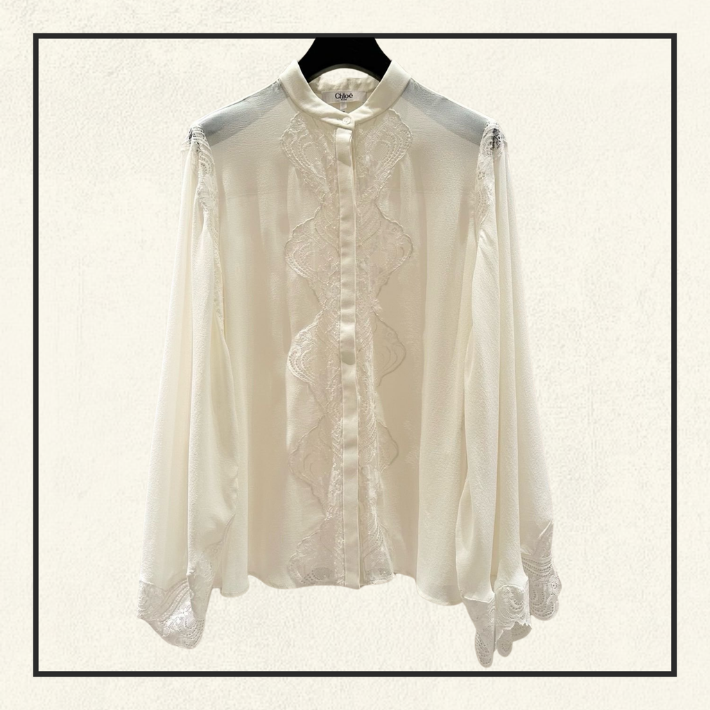 SILK GEORGETTE LACE BLOUSE