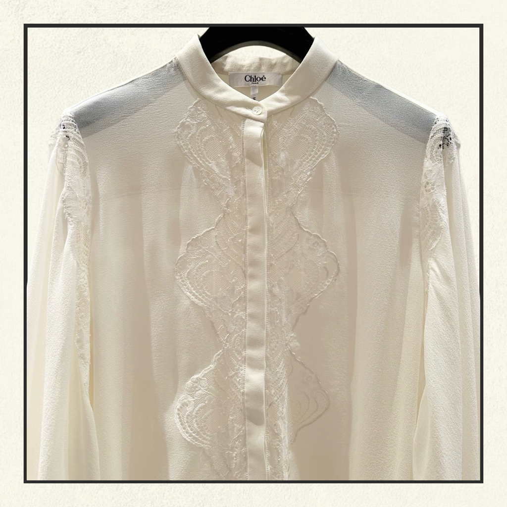 SILK GEORGETTE LACE BLOUSE