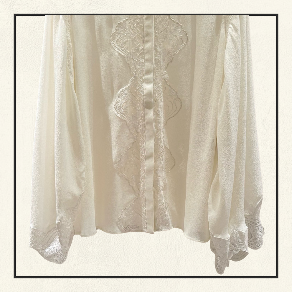 SILK GEORGETTE LACE BLOUSE
