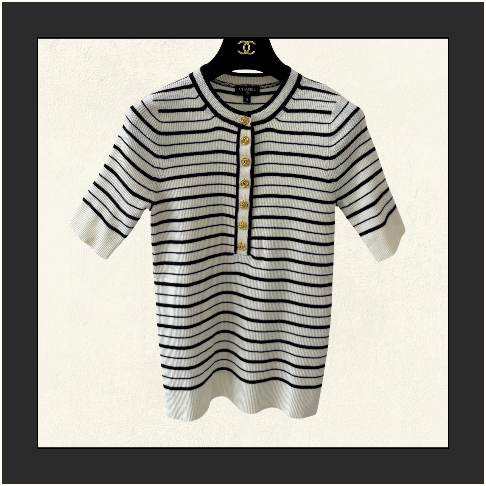 WHITE & BLACK STRIPED SHORT SLEEVES TOP
