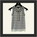 WHITE & BLACK STRIPED SLEEVELESS TOP