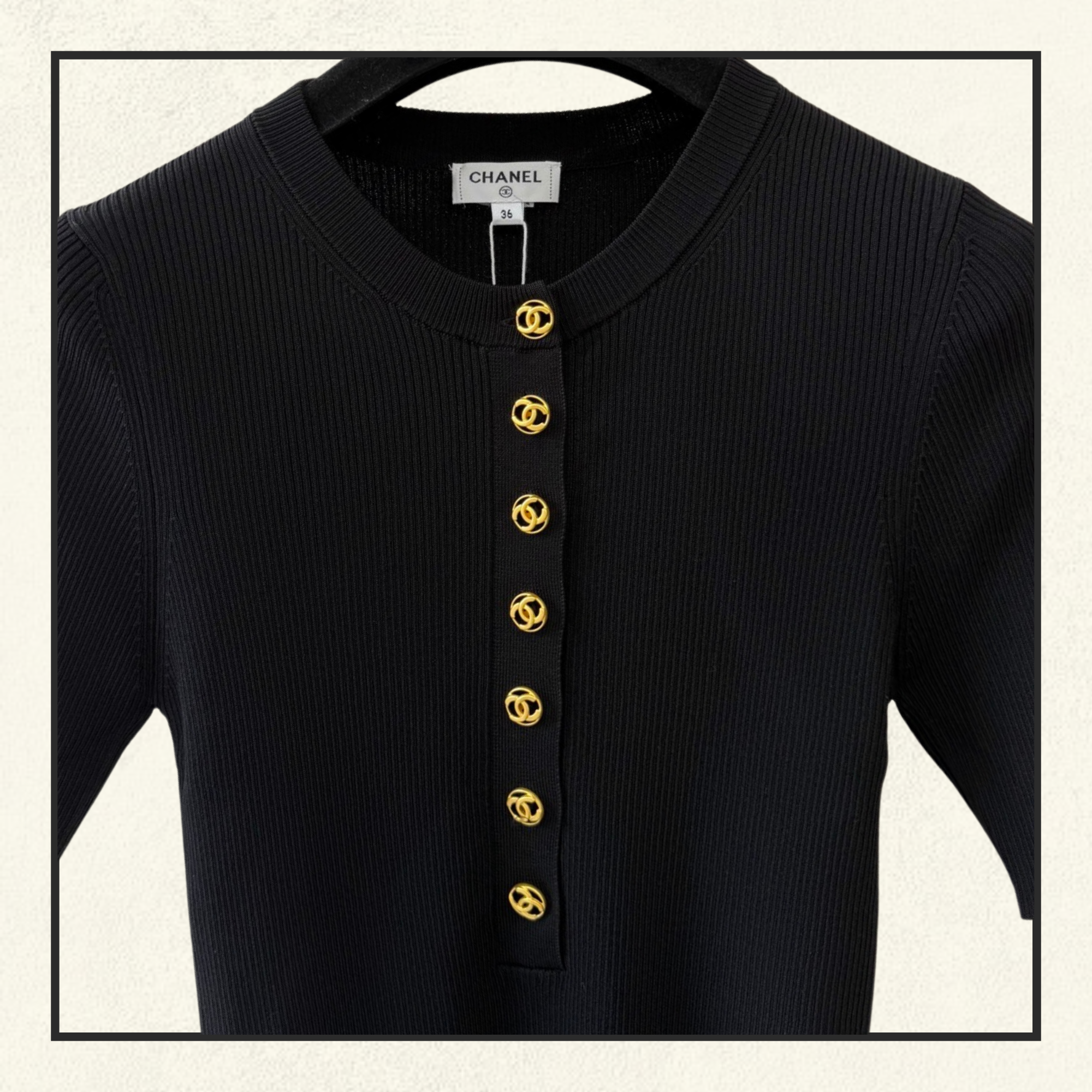 BLACK TOP WITH GOLD TONE BUTTONS