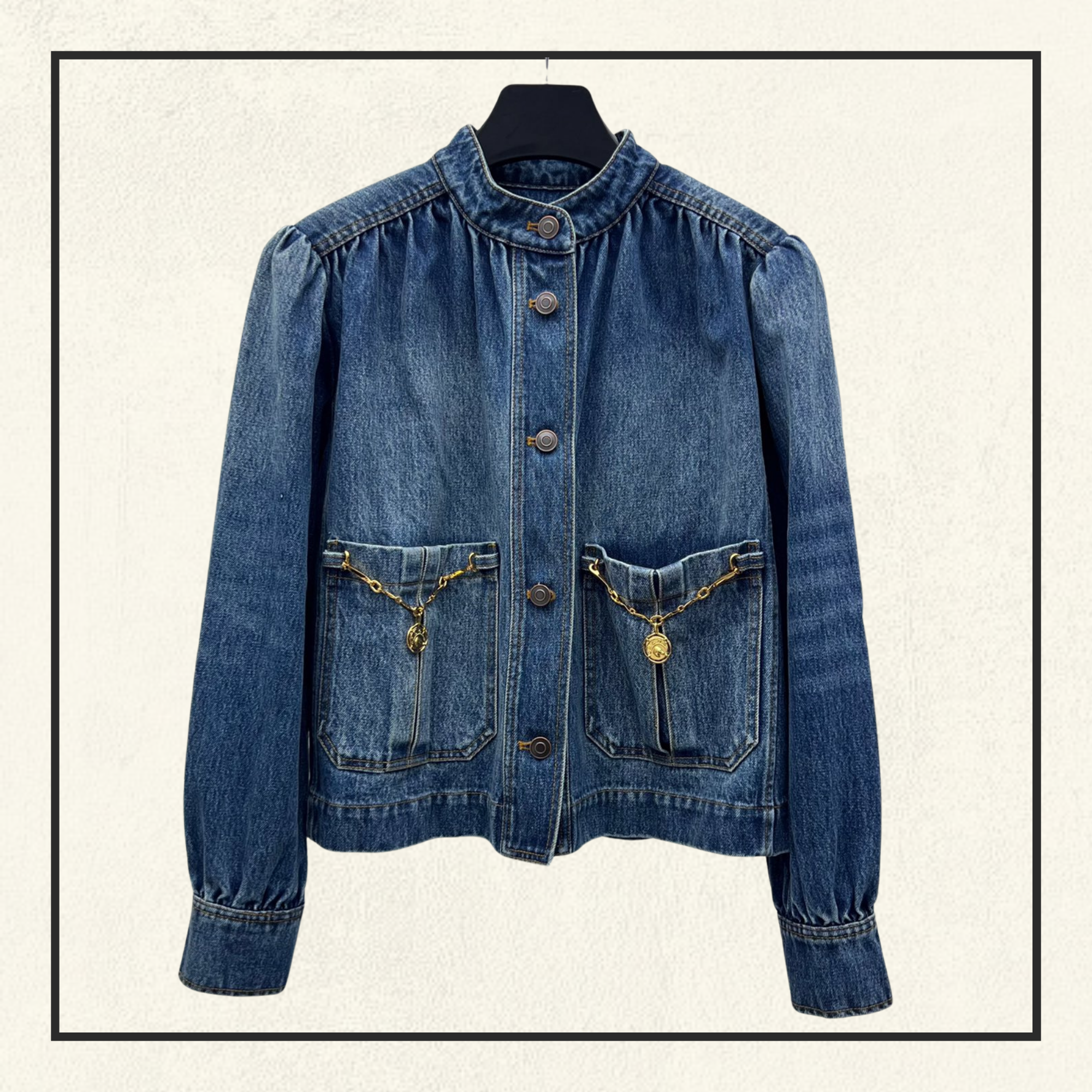 GATHERED DENIM JACKET