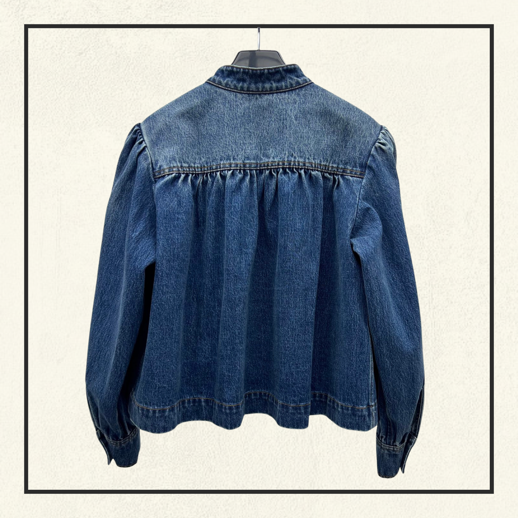 GATHERED DENIM JACKET