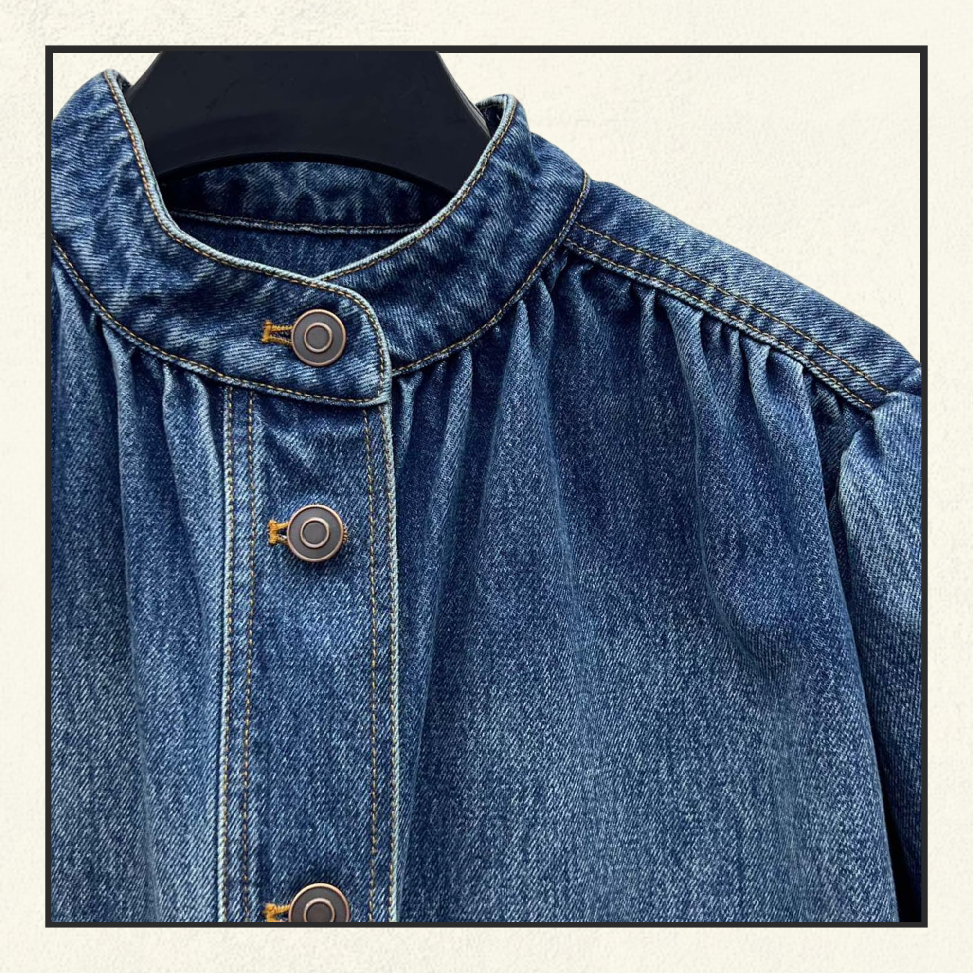 GATHERED DENIM JACKET