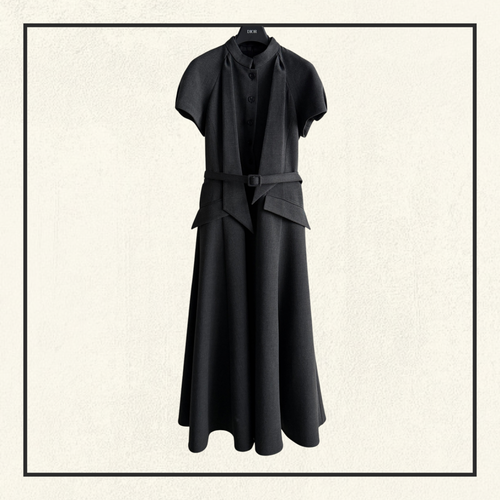 ASCOT EFFECT TIED COLLAR DRESS