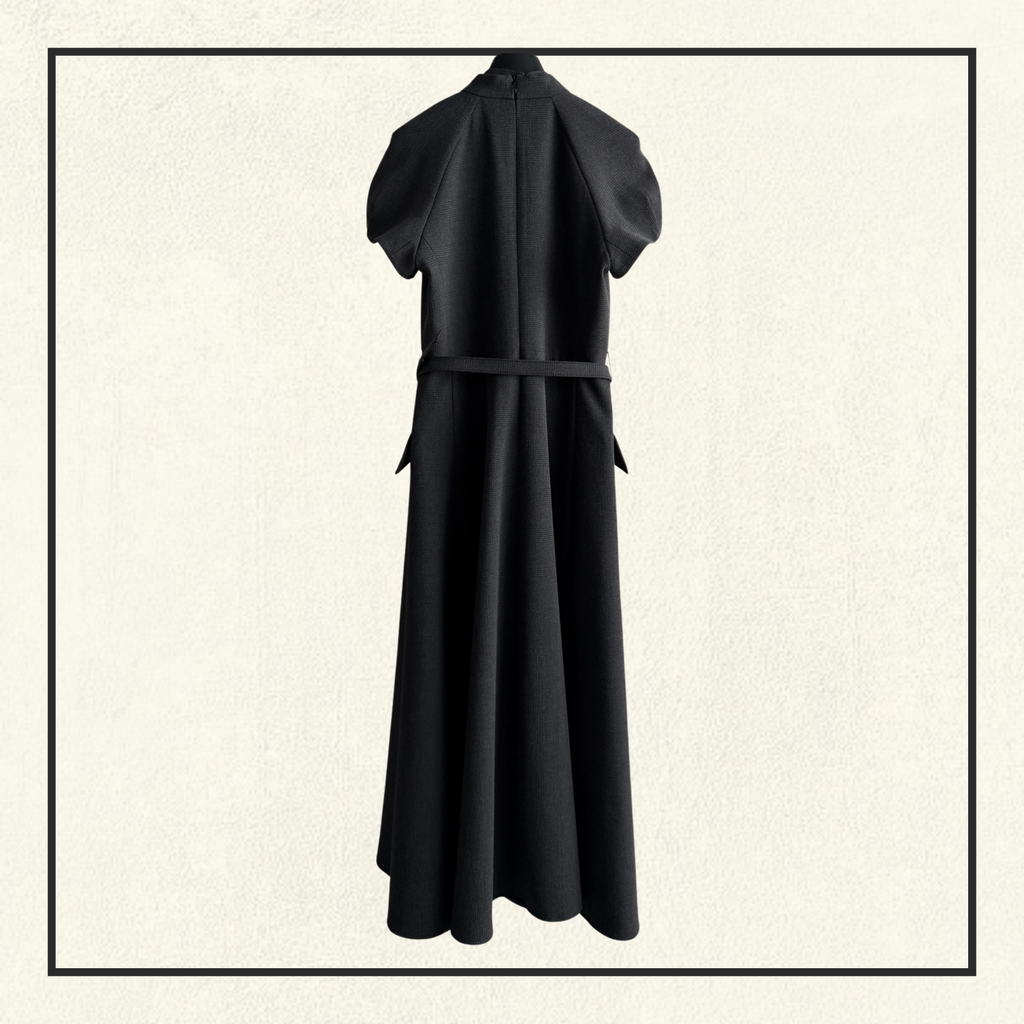 ASCOT EFFECT TIED COLLAR DRESS